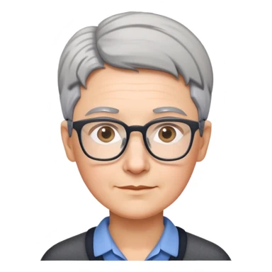 School teacher with short gray hair and prescription glasses sticker