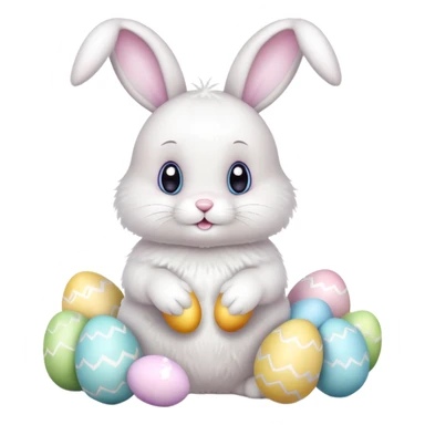 cute Easter bunny with Easter eggs sticker