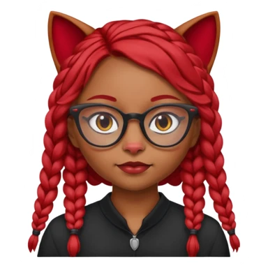 Dark Tan girl with long red plaits and red trimmed cat eye glasses head neck and shoulder shot only sticker