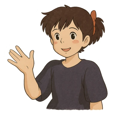 hand gesture, ghibli style sticker