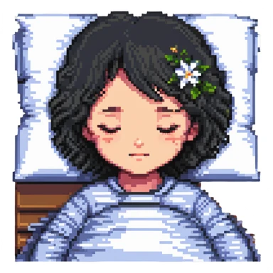 pixel art sleeping girl with peaceful expression sticker