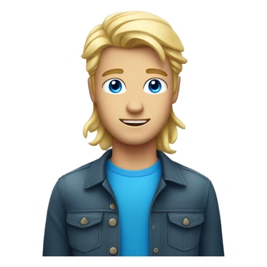 Apple icon with blonde cute and blue eyes guy  sticker