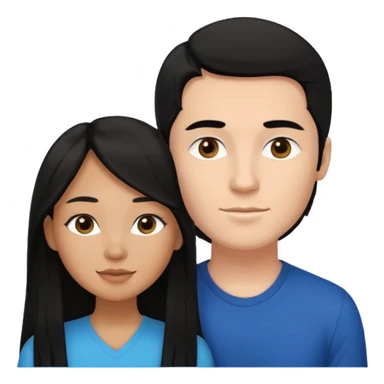 Mixed race couple, white male with mixed female (asian & black)
the female is more asian than she is black, she has long hair and very tanned skin, and black eyes
The male is french, he has thick luscious hair sticker