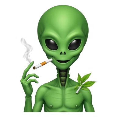 Alien with joint in mouth sticker