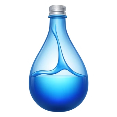"Abstract logo symbol representing plastic blow molding, a drop of blue liquid plastic transforming into a solid bottle shape, futuristic, metallic texture, blue and silver gradient, white background, high definition app icon." sticker