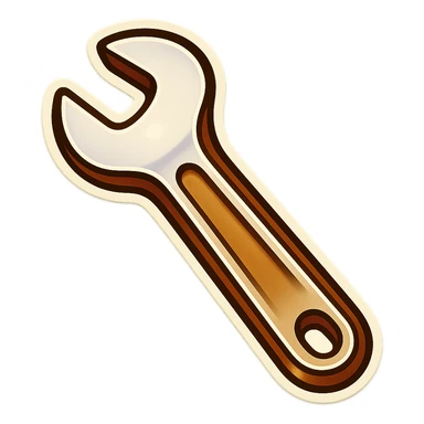 make me a white colour or brown wrench with white outline sticker