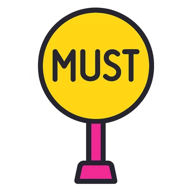 the road sign with the word must sticker