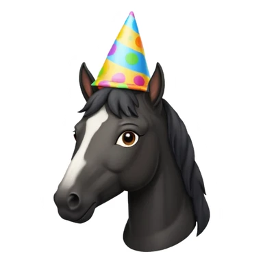 black horse in tshirt with party hat sticker