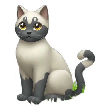 Sitting-bicolor-grass-type-cat-pokemon sticker