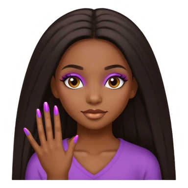 face girl with nails and cute make up black girl strait hair super long sticker