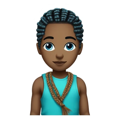 Short cut turquoise box braids boy with blue eyes  sticker