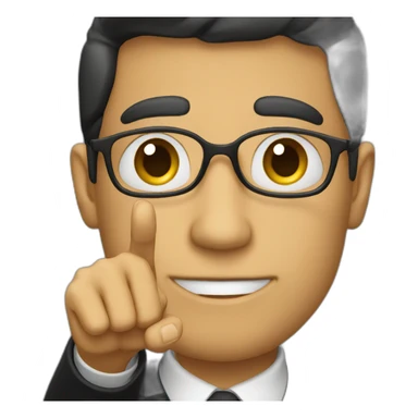 A teacher in black suit pointing finger up sticker