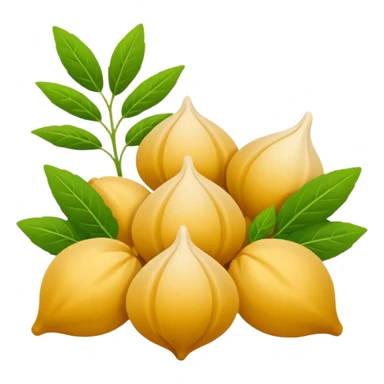Georgian cuisine avatar in bright emoji-style illustration. Khinkali and herbs, rich golden and green colors, simple shapes, flat design, strong character. Without human sticker