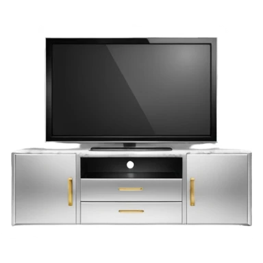 modern tv with news channel on it standing on a super luxurious marble cupboard sticker