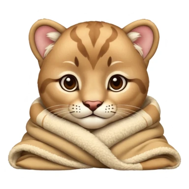 Cozy puma cougar cub in blanket sticker