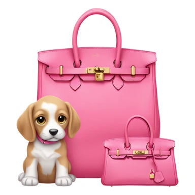 Pink birkin bag with puppy sticker