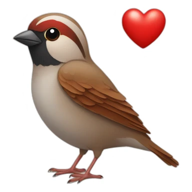 Sparrow holding Red Heart in His wings sticker