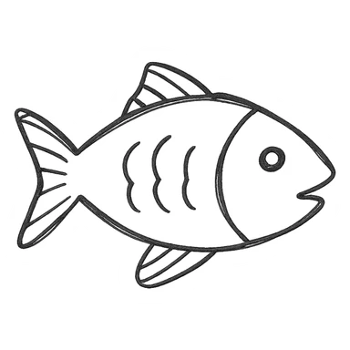 fish, loose sketch lines, hand drawn icon style sticker