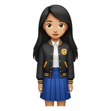 black color long hair girl with varsity jacket and long skirt sticker