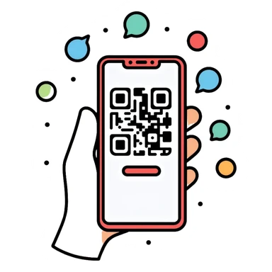 smartphone scanning QR code sticker