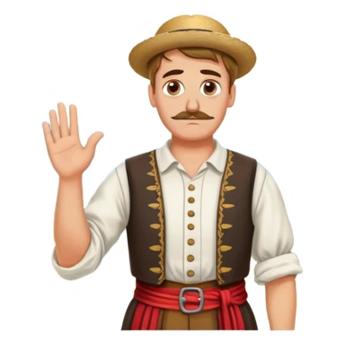 a German in typical Bavarian clothing shrugging and looking lost with Sicily in the background sticker
