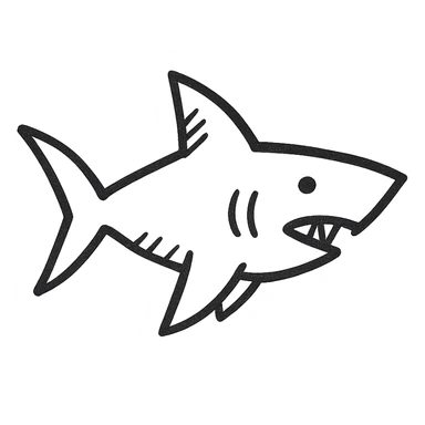 shark icon, stylized silhouette, sharp fins, geometric shapes sticker