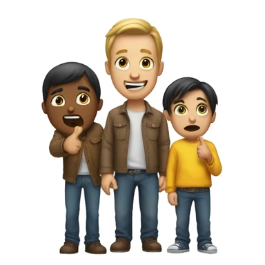 a man pointing to a boy with his thumb, man rolling his eyes ans has his tongue out being silly sticker