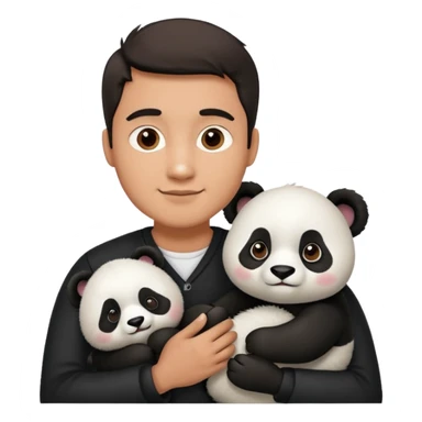 a man holding panda sticker