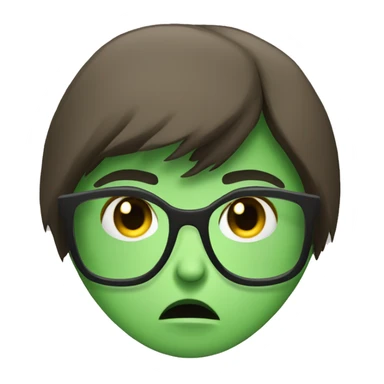 angry gir with bangs and glasses and  sticker