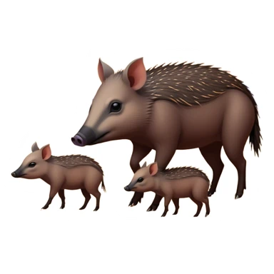 Circular picture of a javelina family foraging in the desert at sunset  sticker