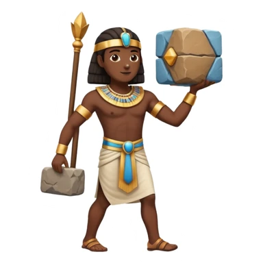 fullbody ancient Egyptian worker carrying a large stone block on shoulder sticker