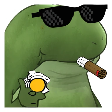 detailed frog with ray bans, satisfied, smoking a cigar sticker