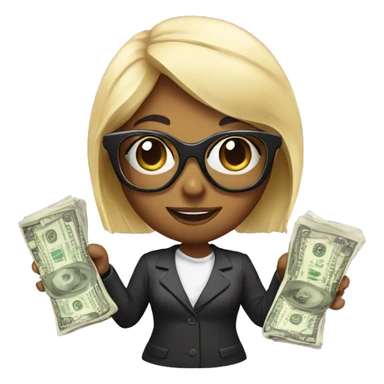 Sugar with sign of money in her glasses sticker