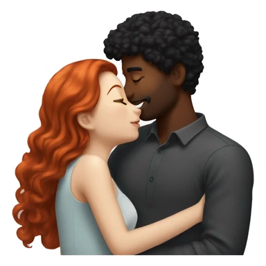 Redhead Girl Kissing black haired man  sticker