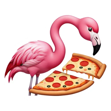 Flamingo eating pizza ￼ sticker