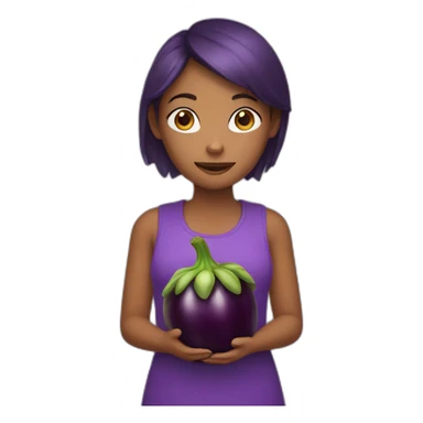 girl holding eggplant sticker