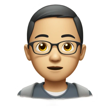  a bald Asian young boy, in glasses, very confused. thinking deeply sticker