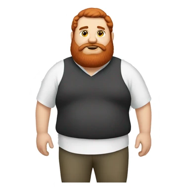 caseoh, man, very fat, 500lbs, red hair, long beard, full body sticker