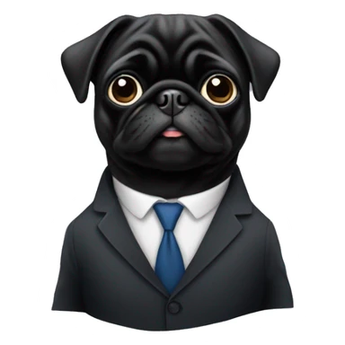black pug wearing a suit sticker