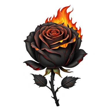 black dead rose with fire sticker