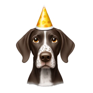German shorthair with party hat sticker
