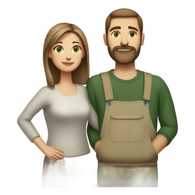 husband with wife (husband is taller, light brown short hair, light brown short full beard, green eyes and olive skin color)(wife has medium length medium brown hair and hazel green eyes with pale skin color) sticker