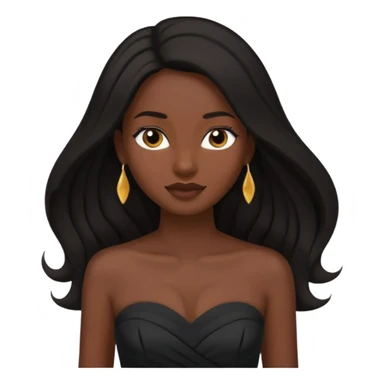 WOMAN WEARING STRAPLESS BLACK DRESS WITH DARK HAIR sticker