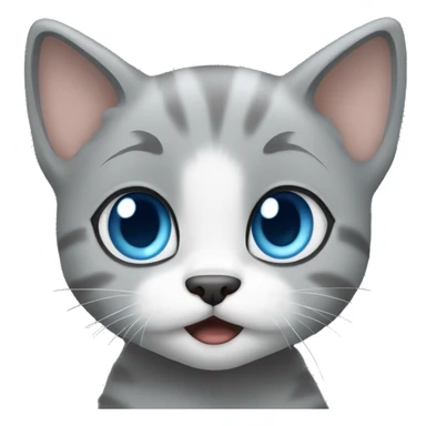 blue eyes grey kitten scared  sticker