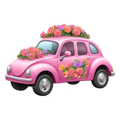 Carro rosado con flores sticker