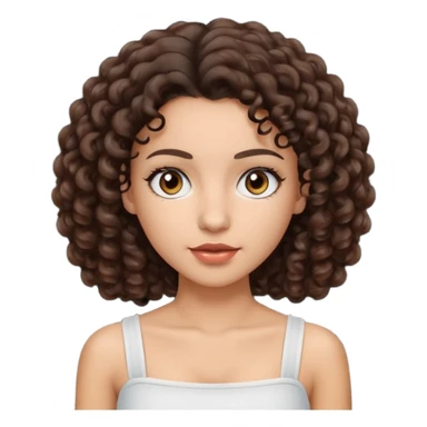 Woman with light skin and dark brown eyes and dark brown curly hair and white tube top sticker