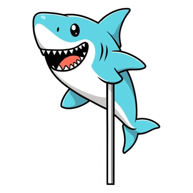 shark dancing on a pole with tongue out  sticker