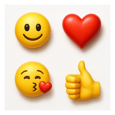 make four emojis on white background with good amount of shadow  sticker