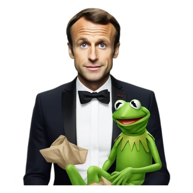 Emmanuel Macron with the body of Kermit the frog sticker