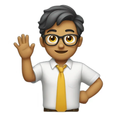 nerd raising his hands to say something nerdy sticker